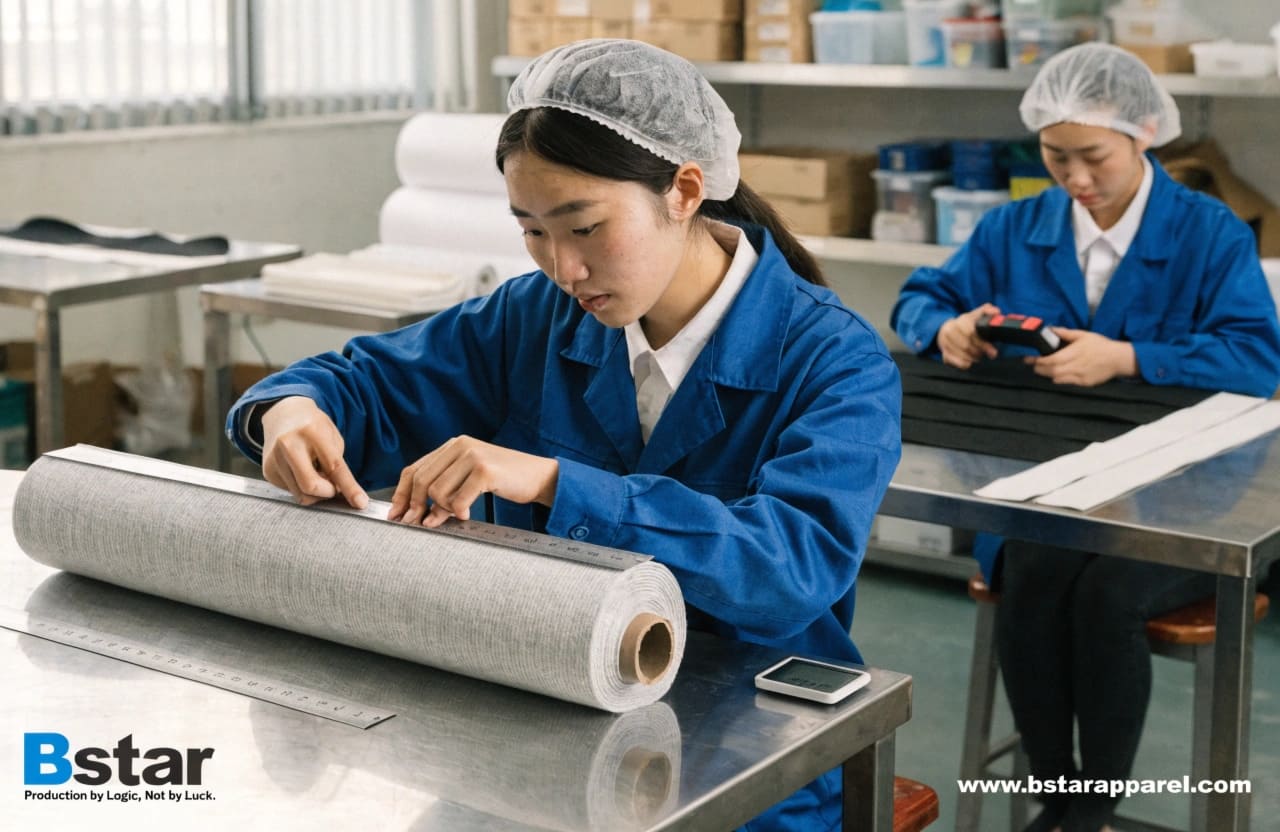 Raw material inspection at underwear factory