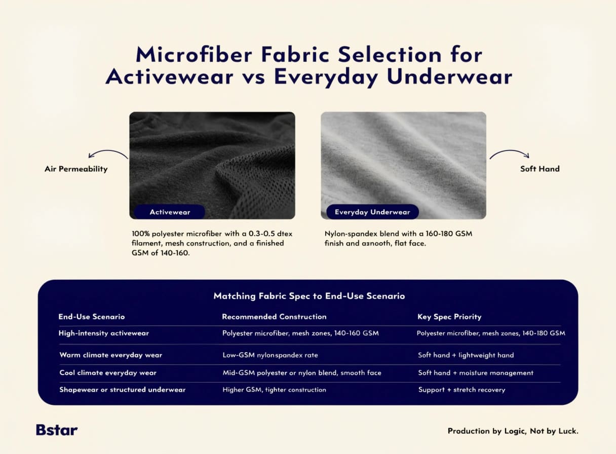 activewear versus everyday underwear microfiber fabric selection