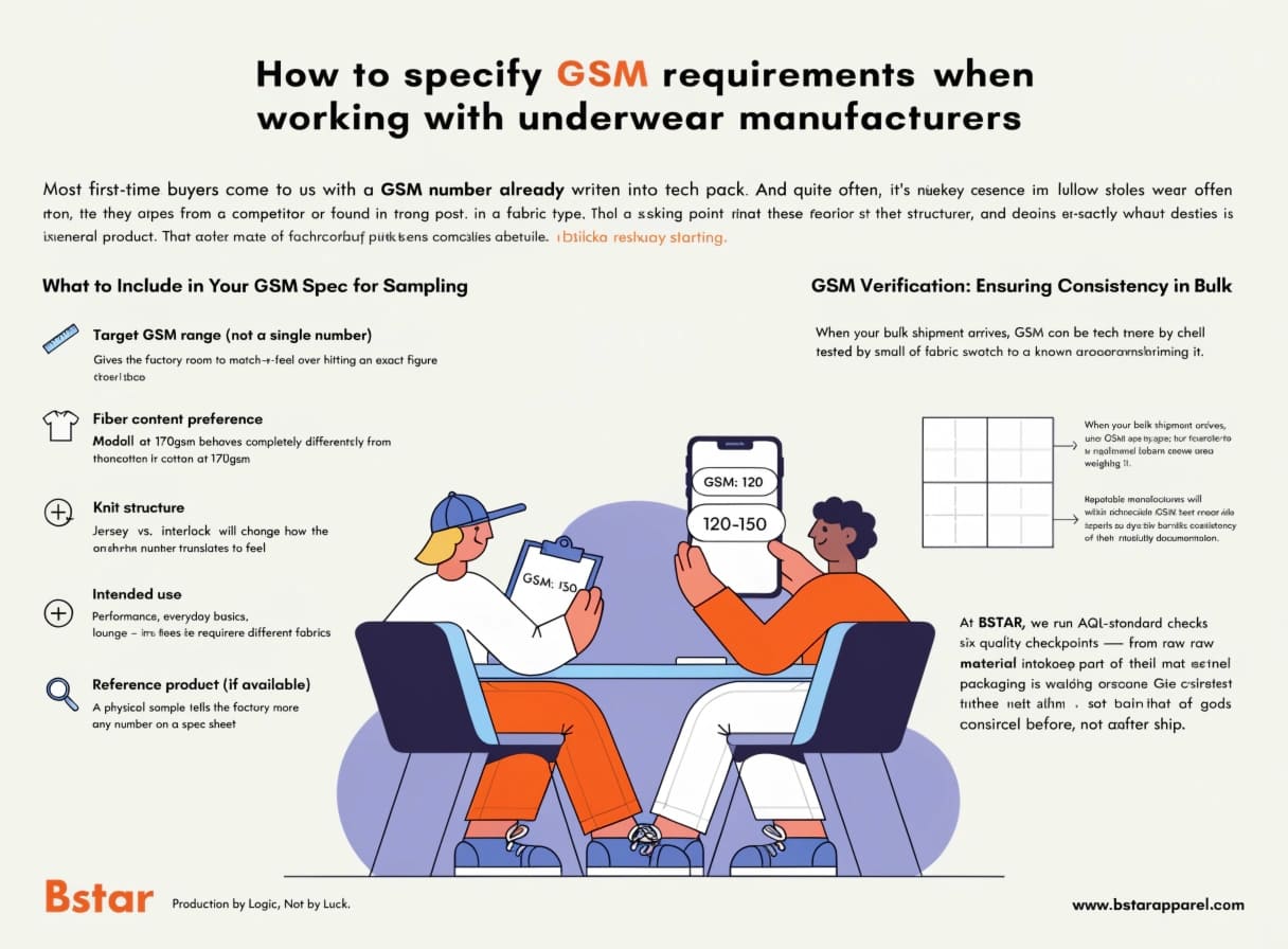 How to specify GSM requirements when working with underwear manufacturers