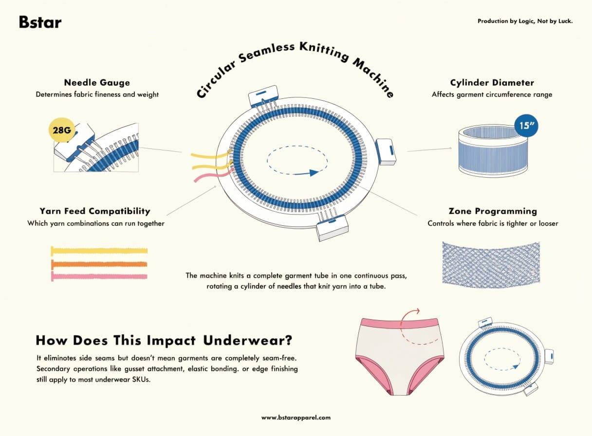 Circular seamless knitting machine diagram