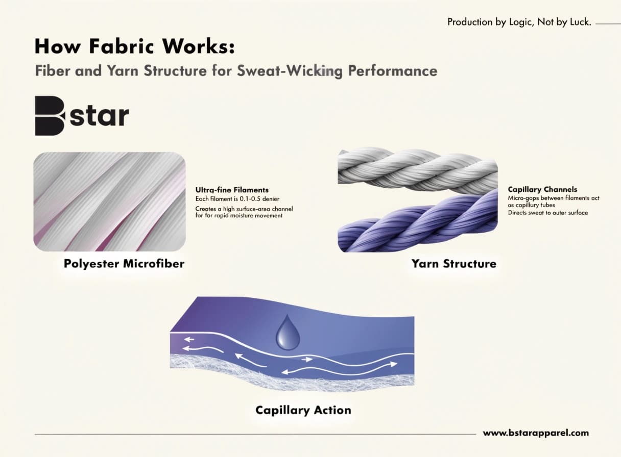 Fiber Engineering and Yarn Structure for Sweat-Wicking Performance fiber and yarn structure for moisture wicking underwear