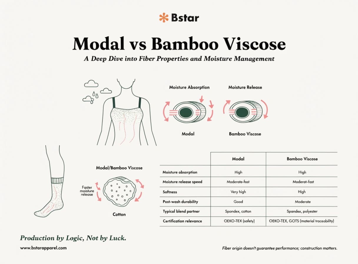Modal and Bamboo Viscose Moisture Management