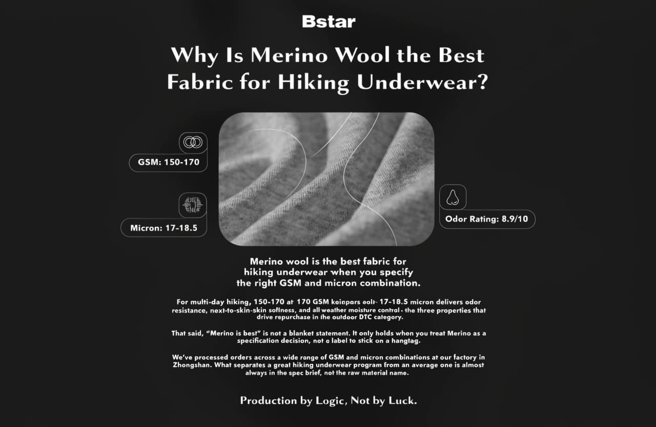 Merino wool hiking underwear fabric close-up