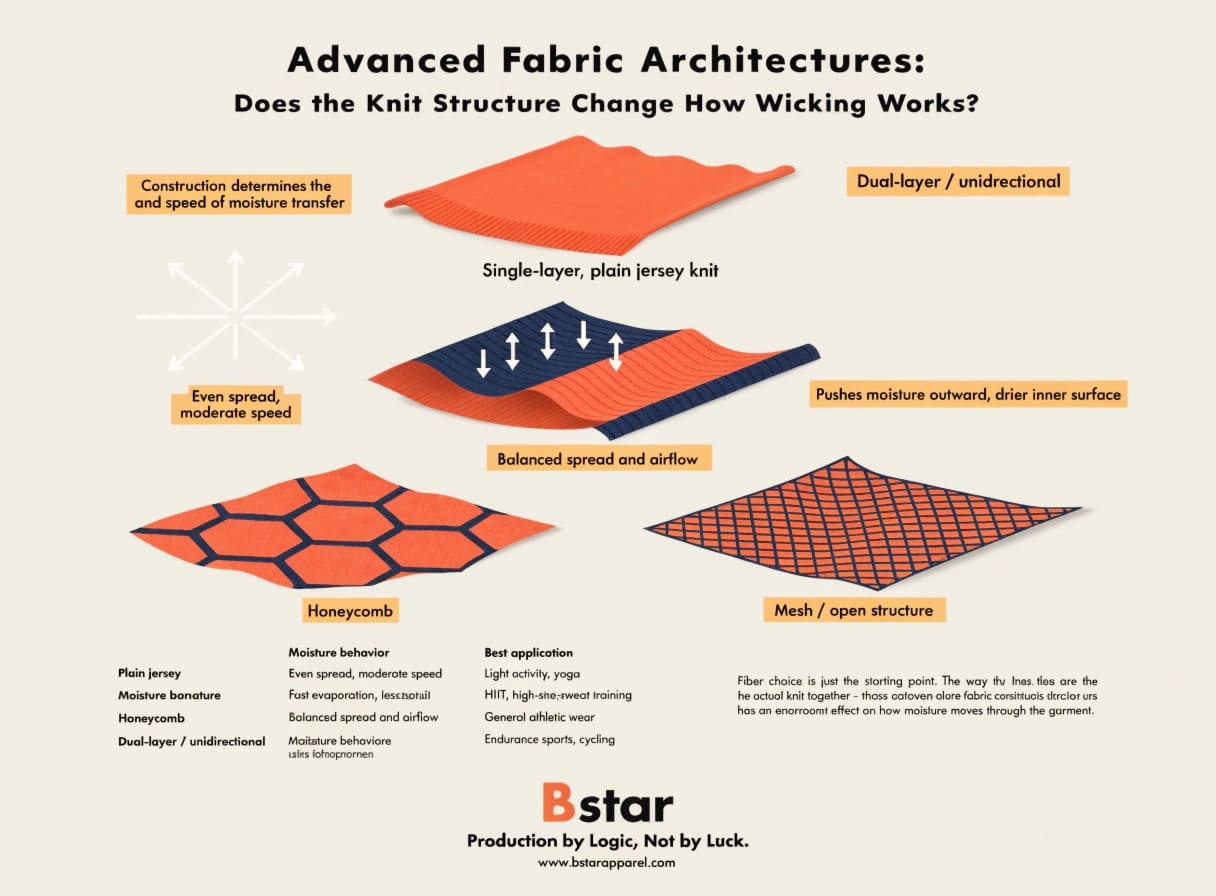 Knit structure comparison for athletic underwear moisture management