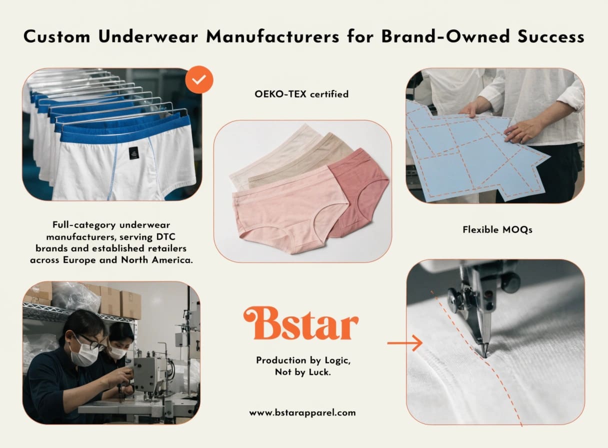 Underwear manufacturers production facility with quality control
