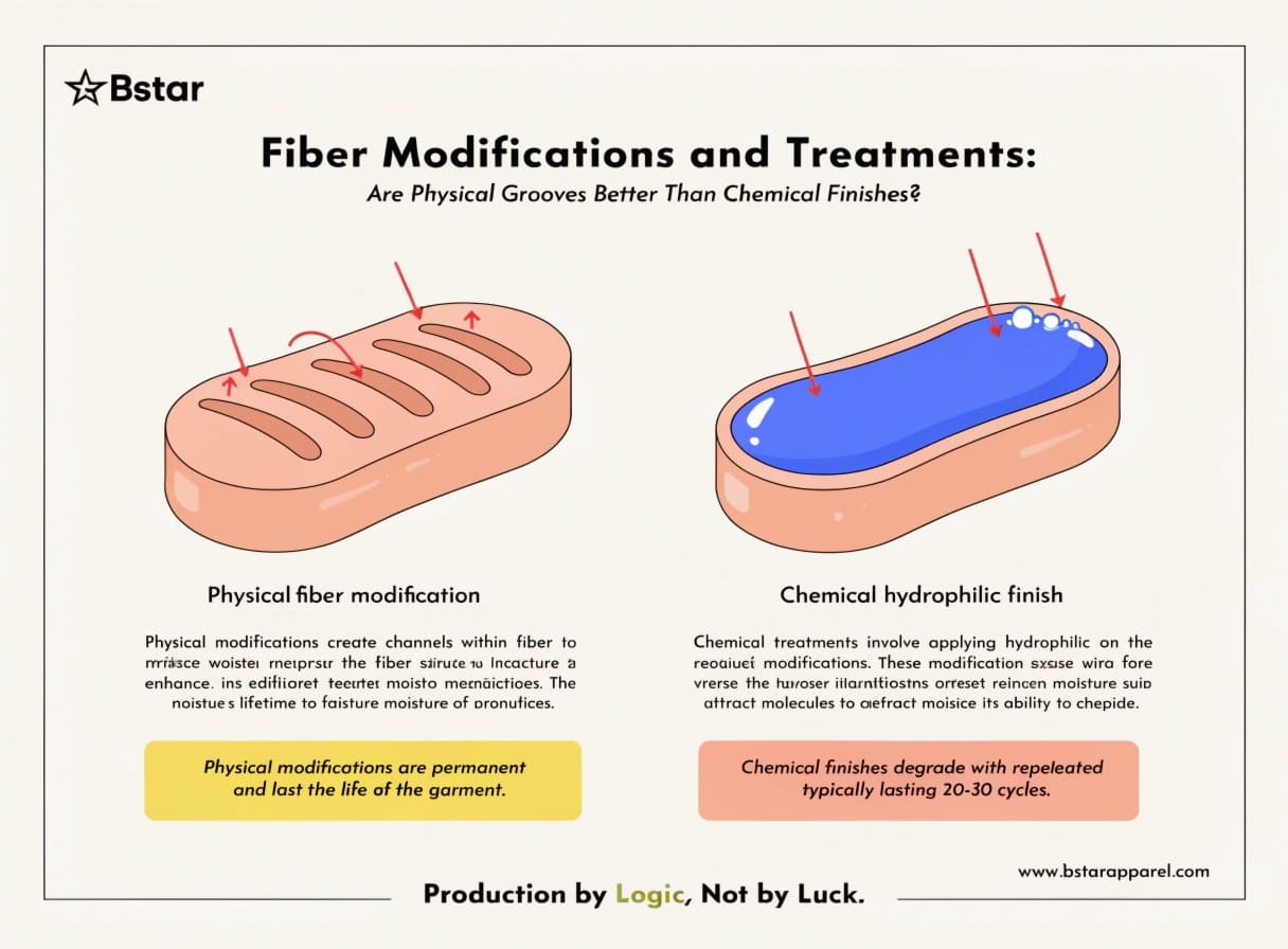 Comparison of physical fiber grooves vs chemical hydrophilic finish