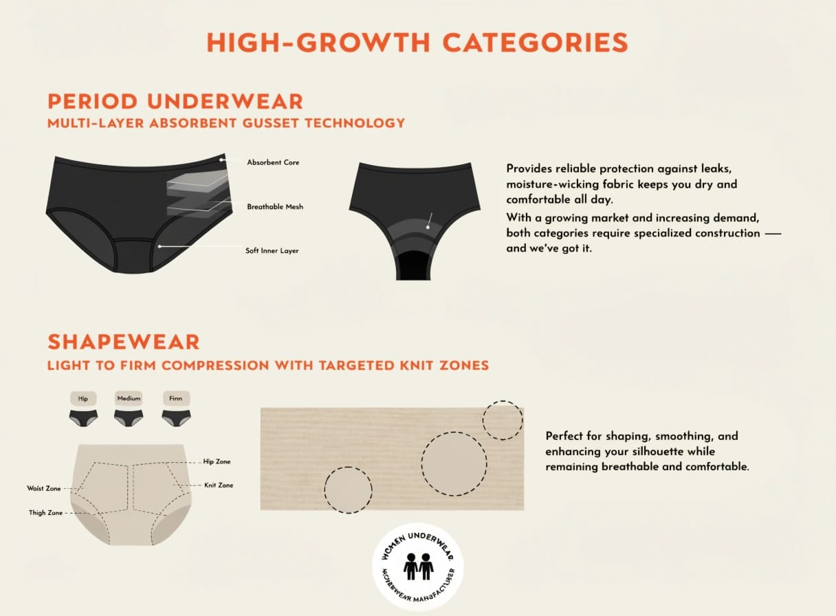 Women underwear manufacturer - period underwear and shapewear