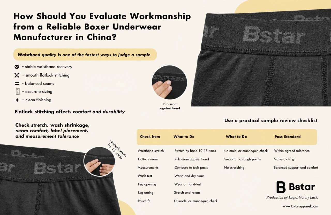 reliable boxer underwear manufacturer in China waistband flatlock stitching