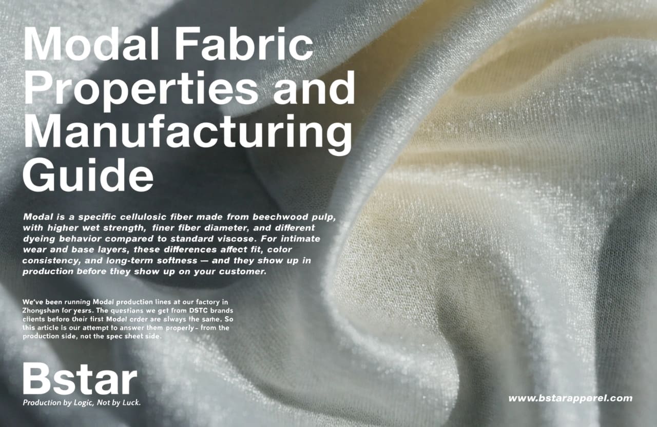 Modal Fabric Properties and Manufacturing Guide Modal fabric close-up showing silky texture and fine knit structure