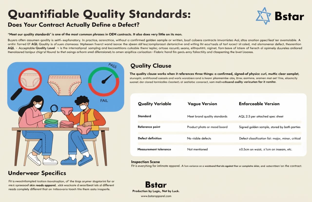 AQL quality standards underwear OEM inspection