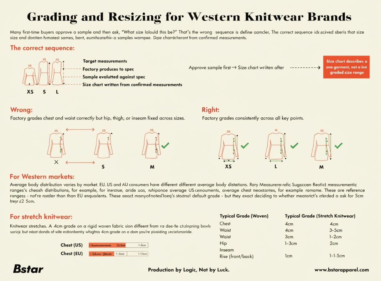 Correct grading and sizing sequence for private label knitwear