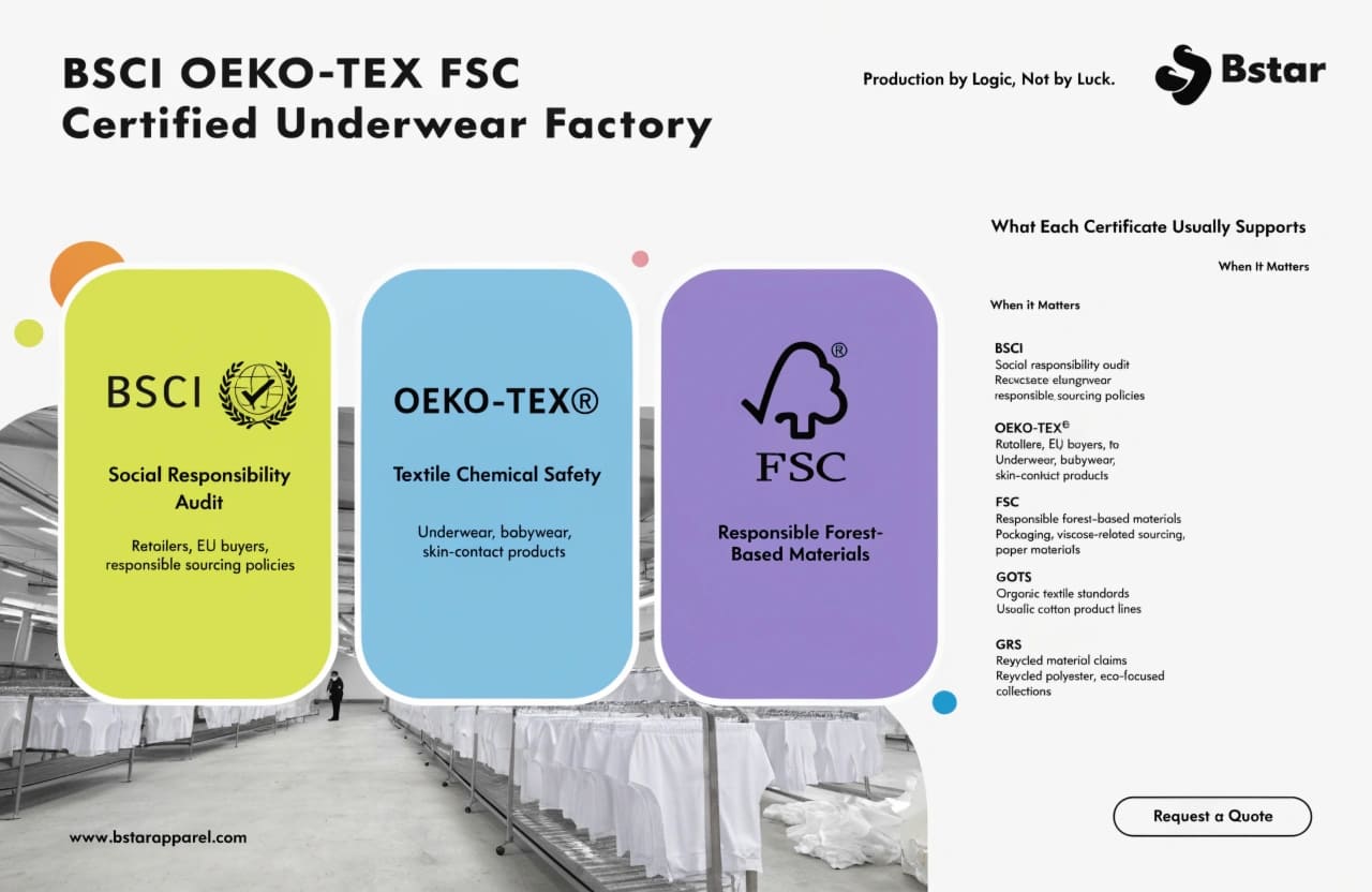 reliable boxer underwear manufacturer in China certifications BSCI OEKO-TEX FSC