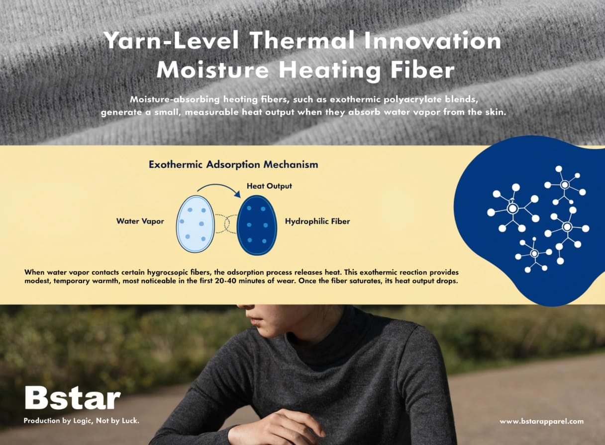 Moisture-absorbing heating yarn fiber technology in thermal knitwear
