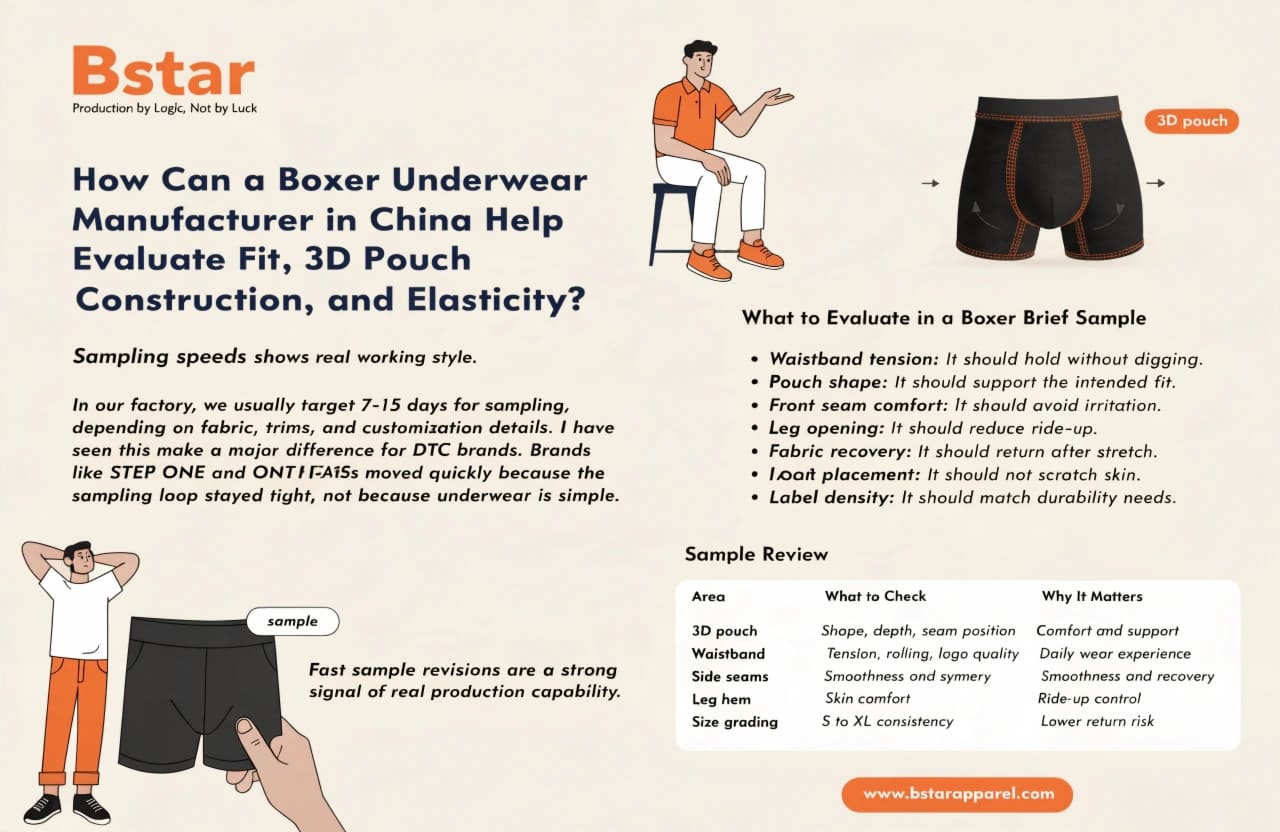 boxer underwear manufacturer in China sampling fit 3D pouch elasticity