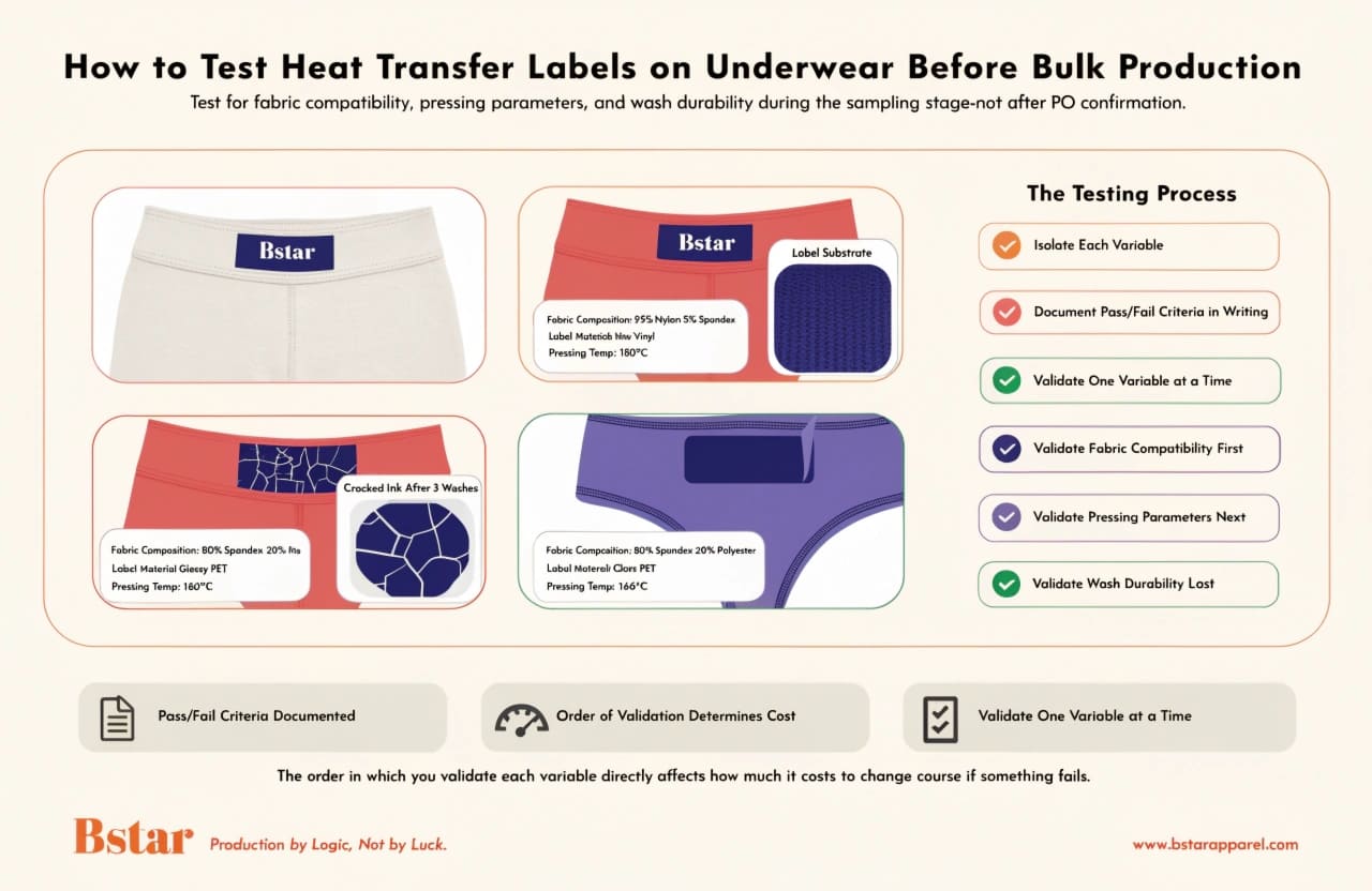 Heat Transfer Label Testing on Underwear Before Bulk Production heat transfer label testing on underwear fabric samples